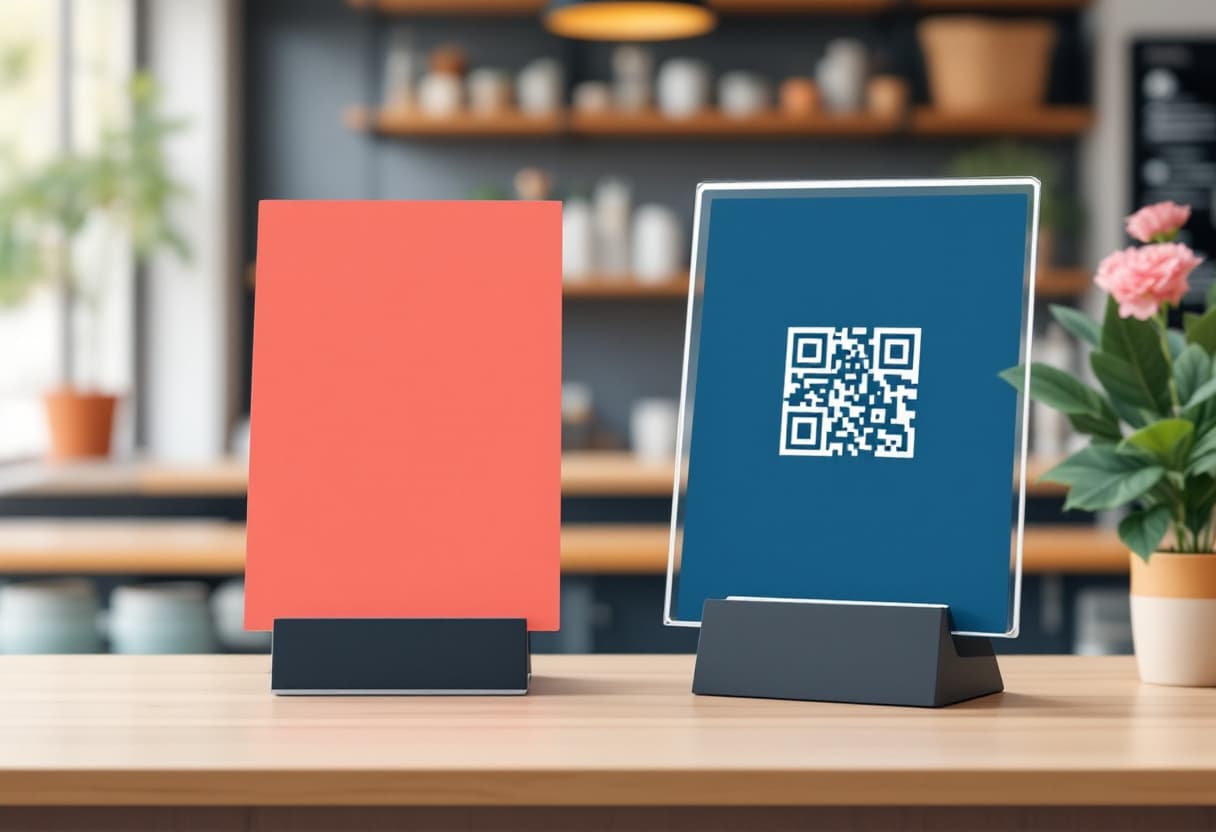 Kod QR na kartonie i na plexi