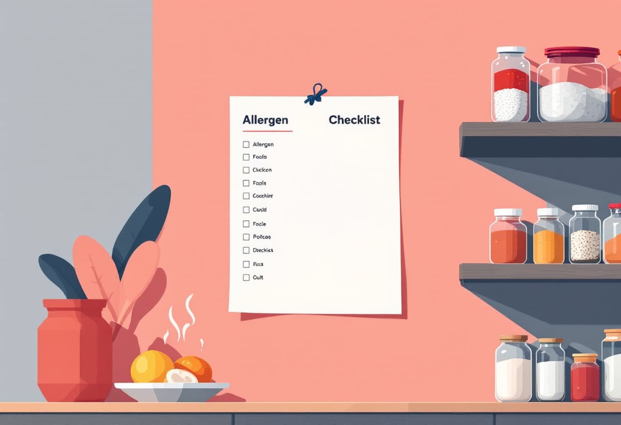 Lista alergenów powieszona w kuchni restauracji