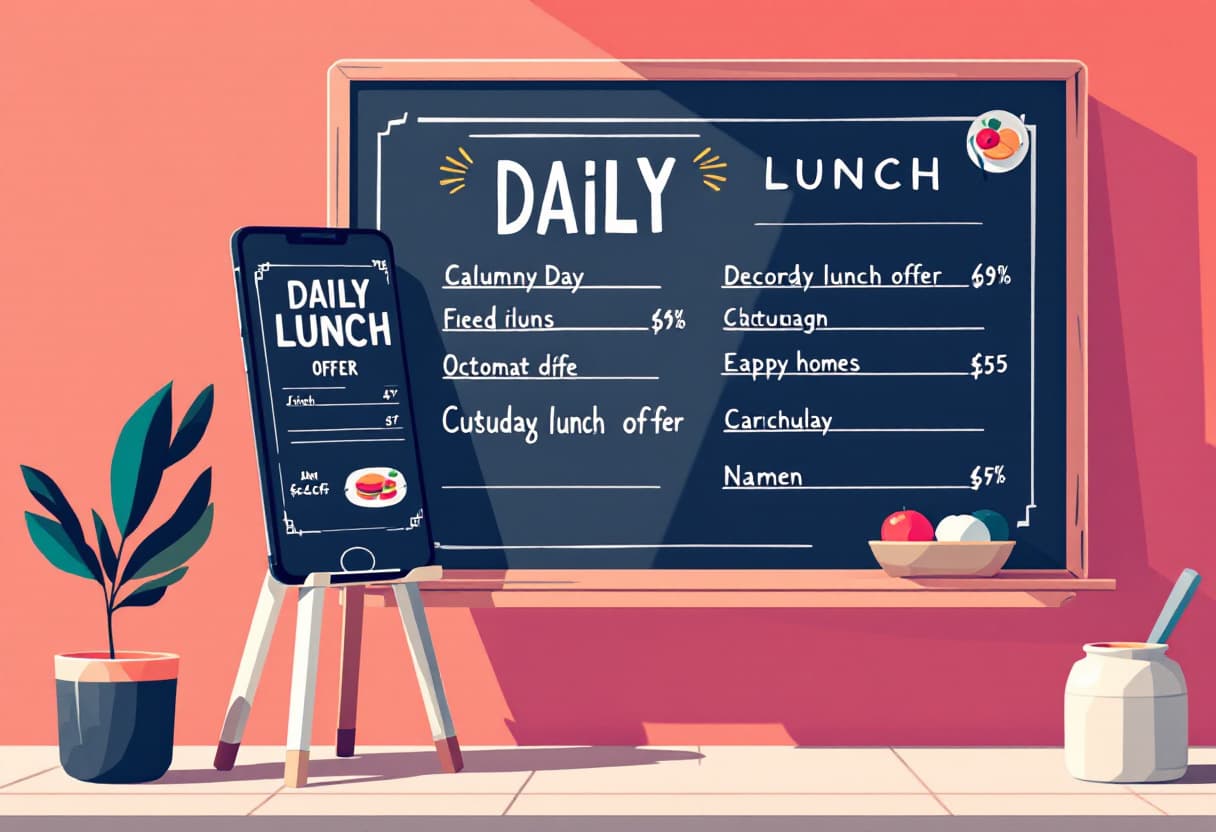 Tablica z lunchem dnia przed restauracją