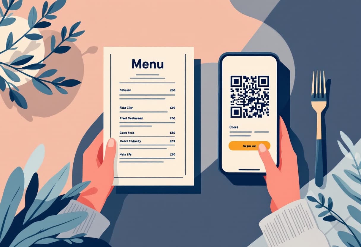 Karta papierowa i kod QR na stoliku