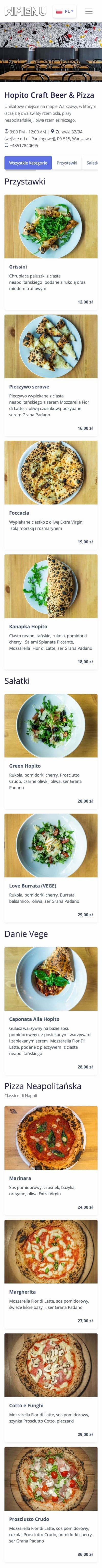 Cennik menu QR — proste plany dla gastronomii — podgląd cyfrowego menu na telefonie